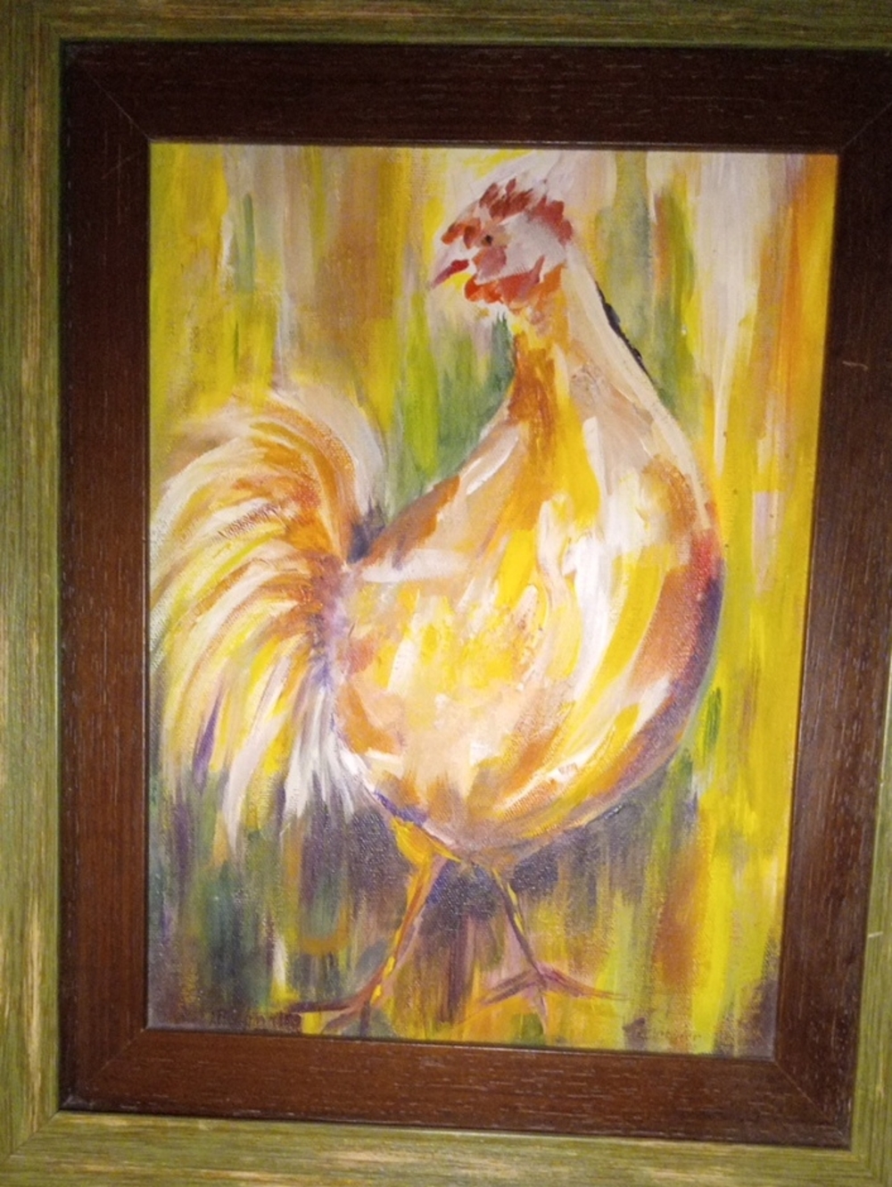 Vintage Farmhouse Framed Rooster Canvas Art – Rustic Wood Frame